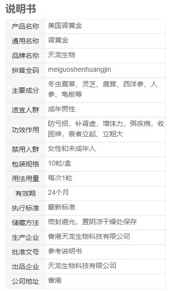 美国肾黄金说明书