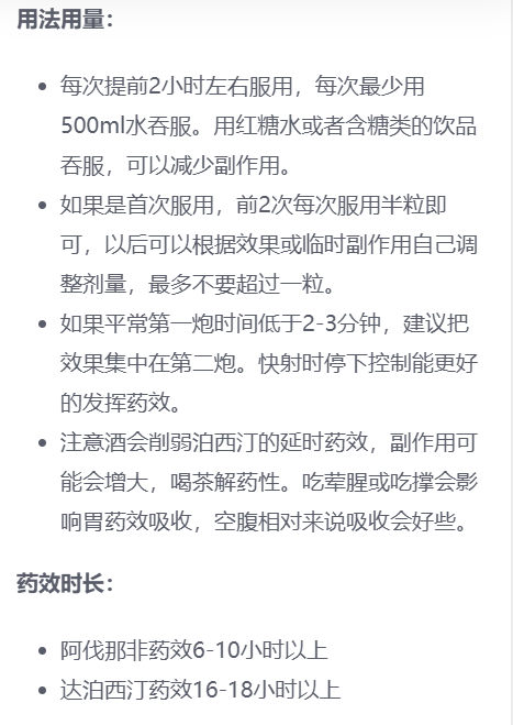 印度黑水鬼阿伐那非双效片用法用量、时长