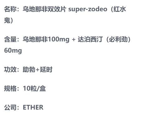 印度红水鬼乌地那非双效片产品介绍