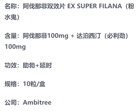 印度粉水鬼阿伐那非双效片产品说明