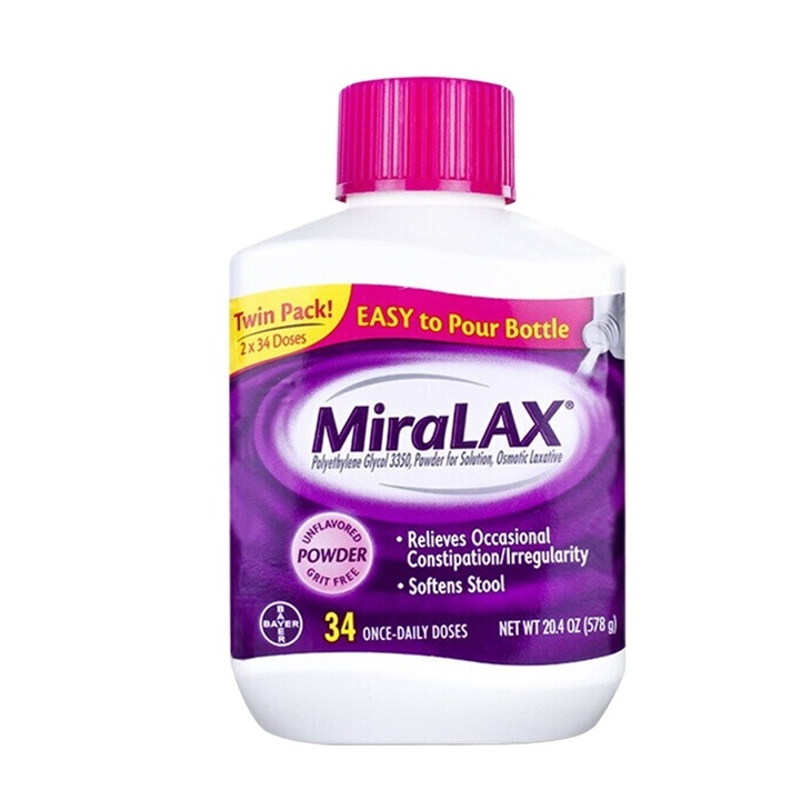 美国MiraLax聚乙二醇3350便秘药冲剂正品包装展示